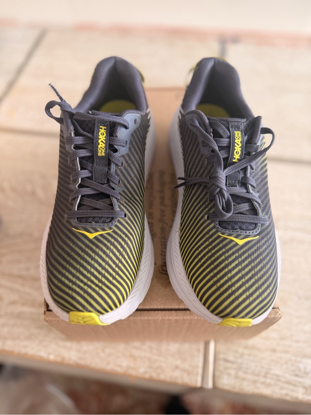 Hoka One One Rincon 2 Men's 7.5 Odyssey Grey Yellow Running Shoes 1110514-OGWT